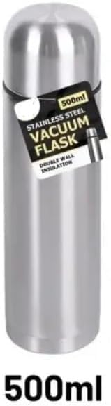 Double Wall Vacuum Flask, Stainless Steel, Silver (500ML)