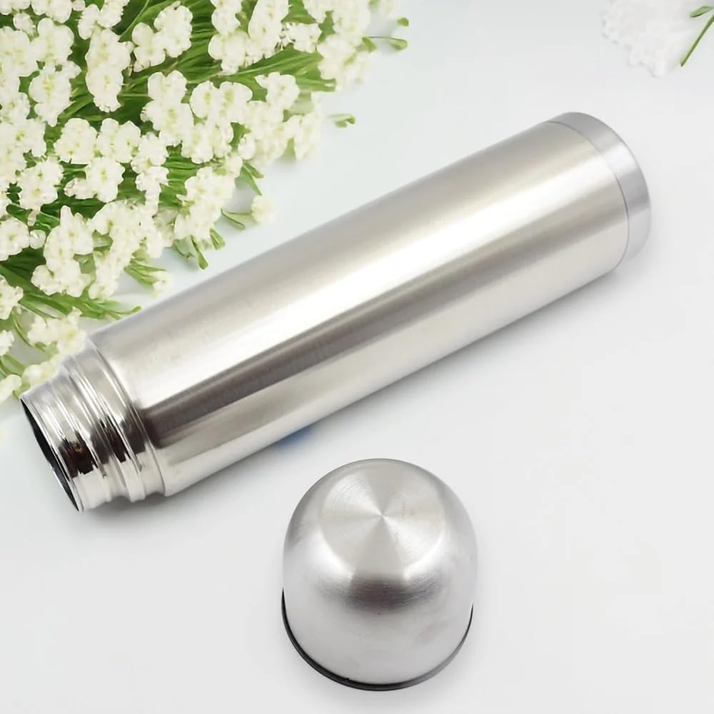 Double Wall Vacuum Flask, Stainless Steel, Silver (500ML)