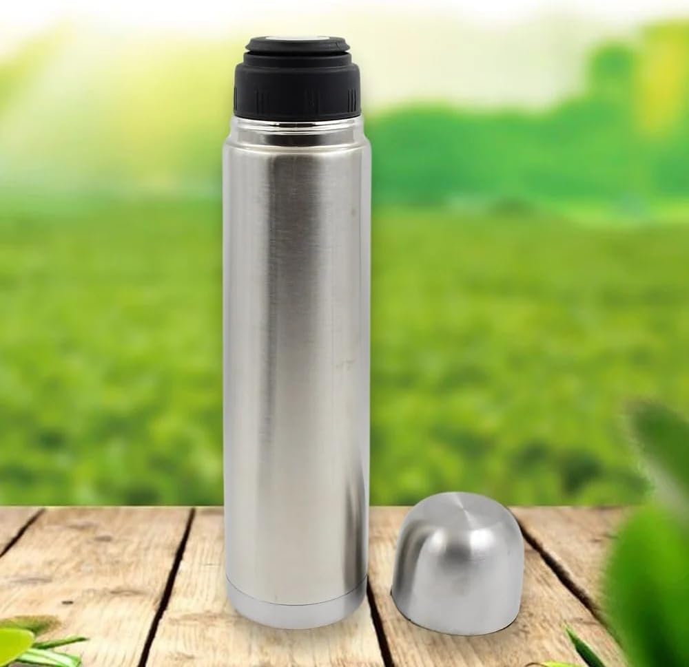 Double Wall Vacuum Flask, Stainless Steel, Silver (500ML)