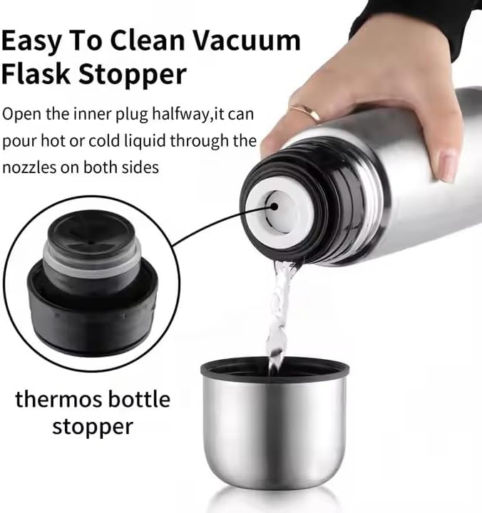 Double Wall Vacuum Flask, Stainless Steel, Silver (500ML)