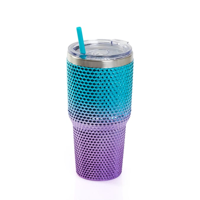 Metallic Studded Tumbler 750ml Metallic Finish Double Wall Construction NPA and Lead Free 2 Ways to sip